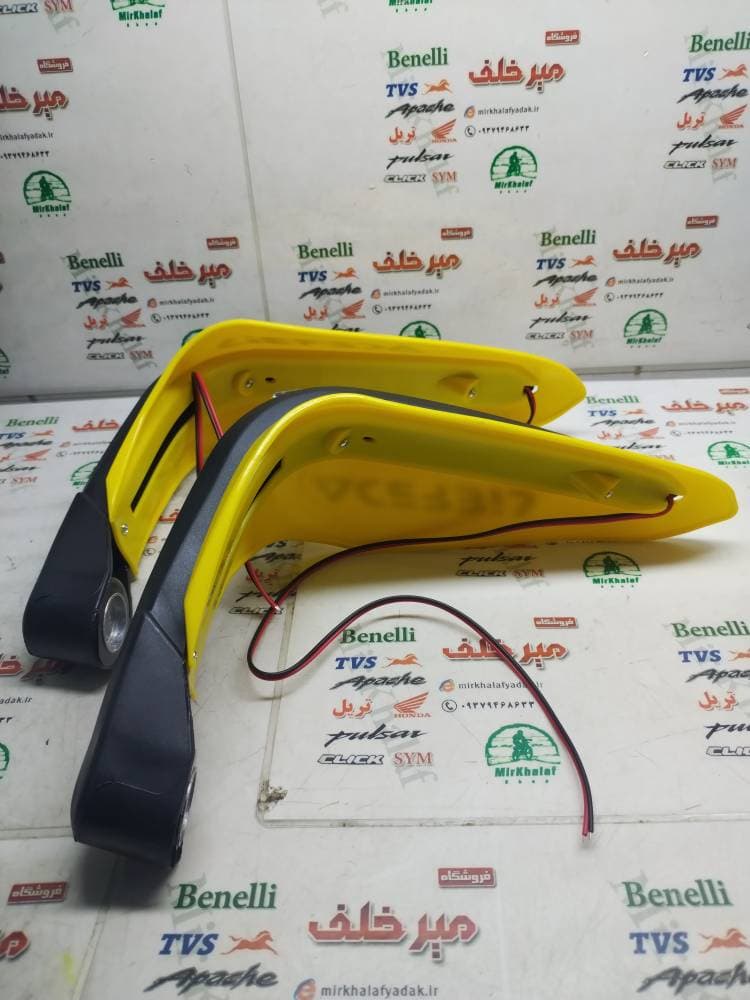 قاب کاور (محافظ) دسته اسپرت انواع موتورهای تریل چراغ دار زرد طلایی (جفتی) — تصویر ۲