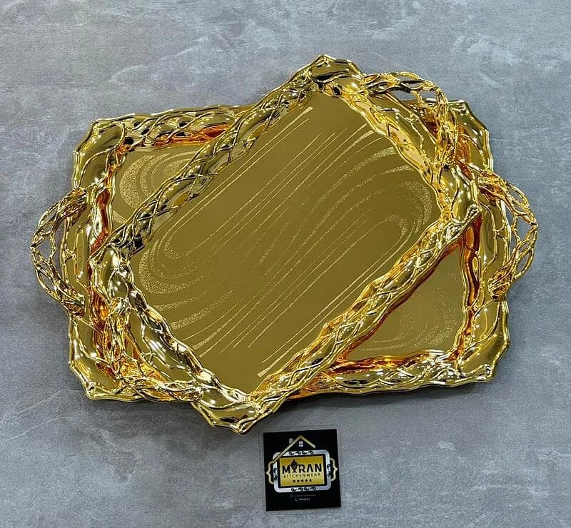 سینی دو سایز اماراتی طرح چوب طلایی — تصویر ۲