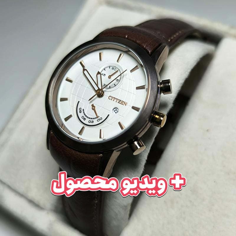 ساعت زنانه سیتیزن بند چرم تاریخ دار موتور ژاپن – رنگ ثابت – طرح سه موتور – 200102