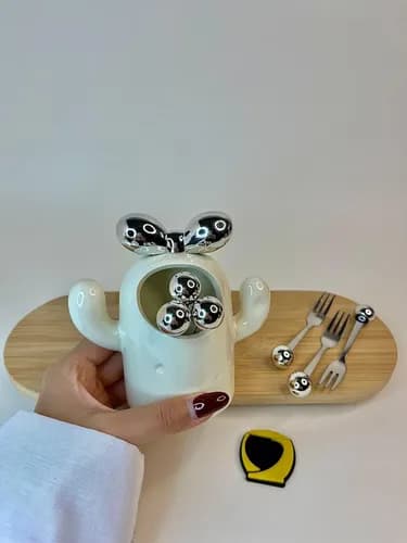 چنگال زیتون خوری سفید نقره‌ای — تصویر ۳