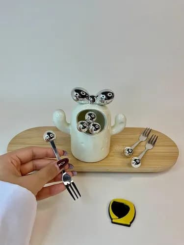 چنگال زیتون خوری سفید نقره‌ای — تصویر ۲