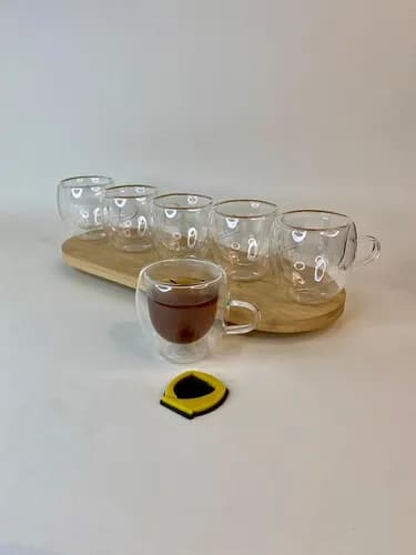 شات قهوه خوری دسته‌دار دوجداره 6 عددی
