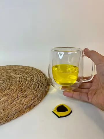 لیوان دوجداره استوانه‌ای دسته دار پیرکس 350 میلی لیتر — تصویر ۳