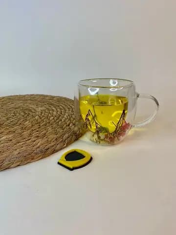 لیوان دوجداره گلدار فانتزی پیرکس