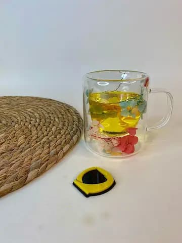 لیوان دوجداره گلدار خاص پیرکس