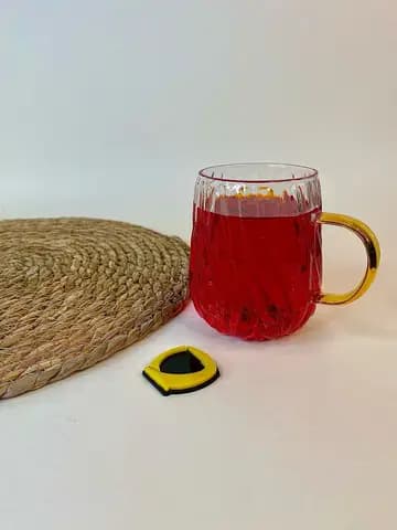لیوان موج دار دسته طلایی پیرکس