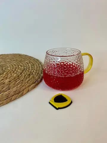 لیوان برفی خمره‌ای تپل دسته طلایی پیرکس