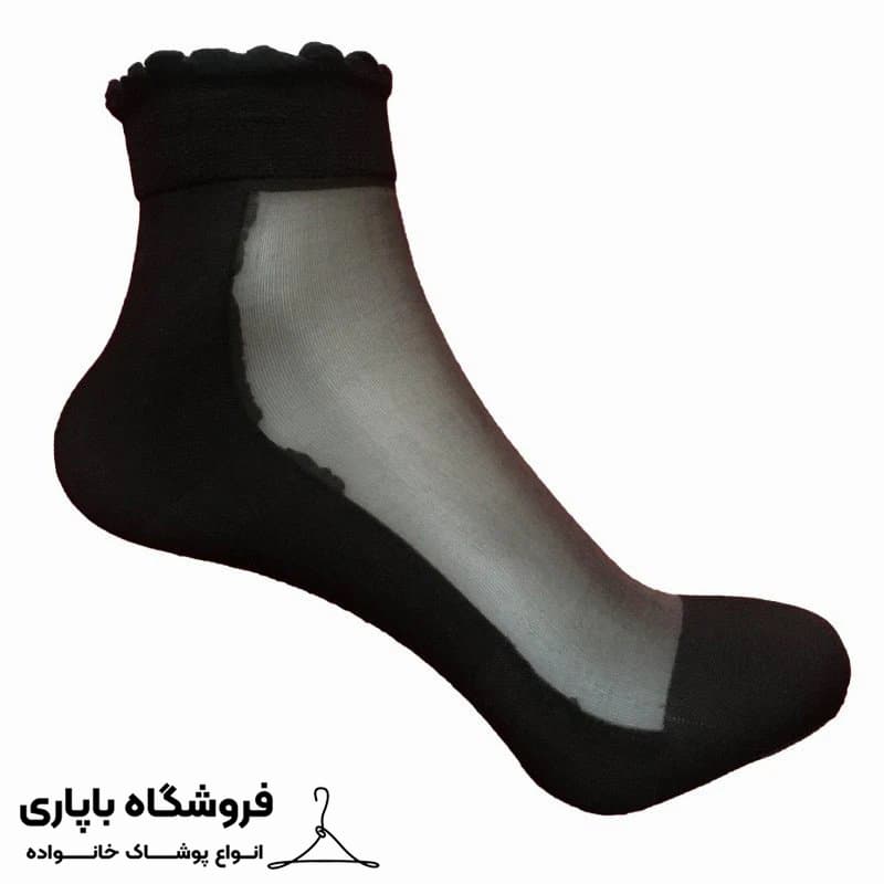جوراب زنانه شیشه ای کفدار نگین مدل قایقی کد 94 رنگ مشکی