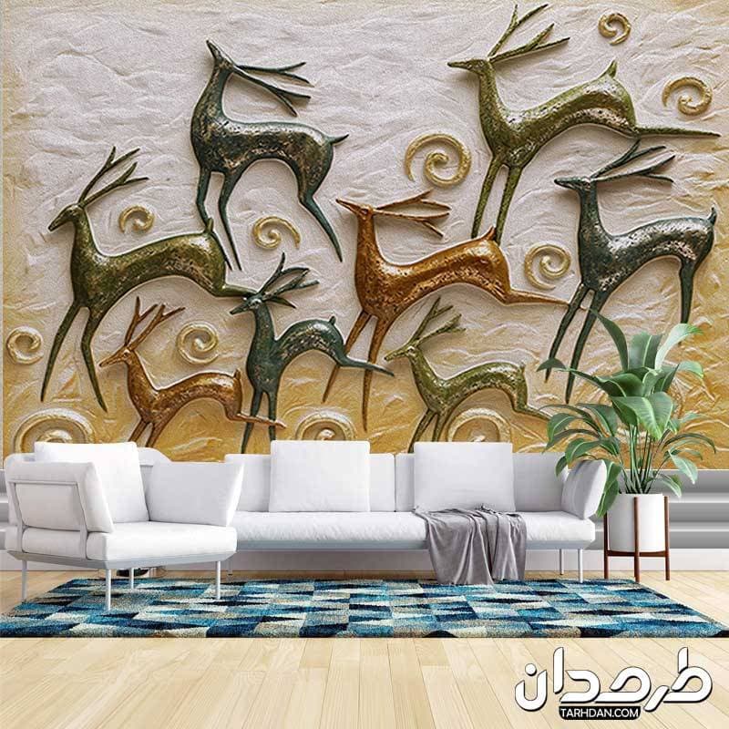 پوستر سه بعدی عکس گوزن های قدیمی