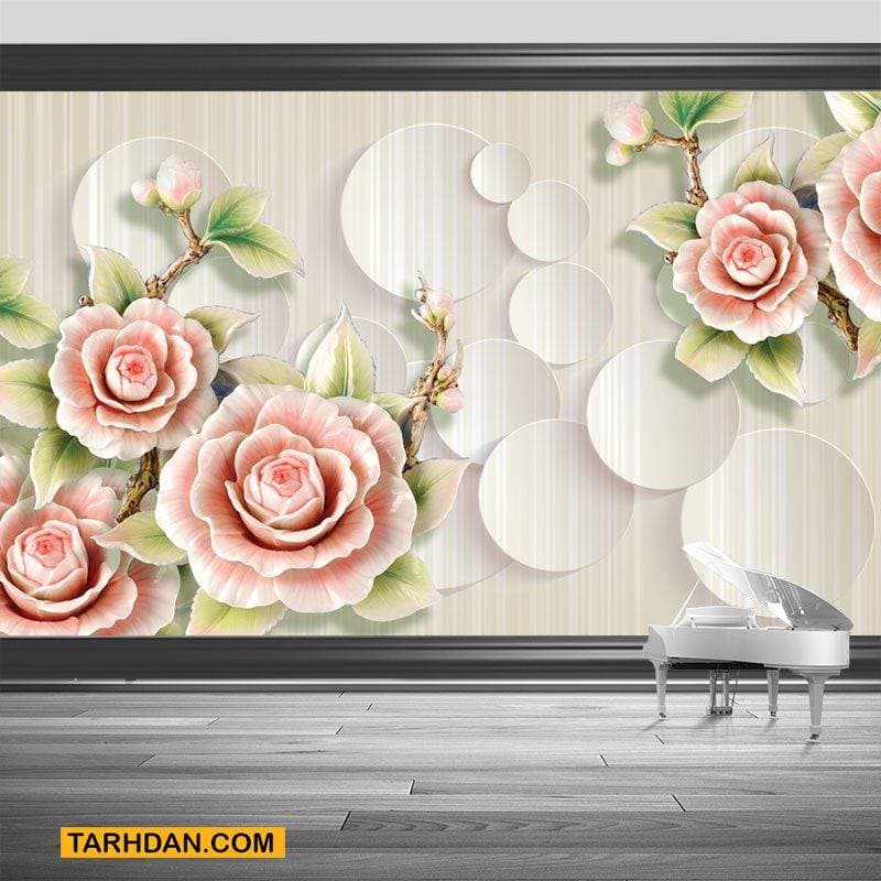 کاغذ دیواری لایه باز گلهای رز