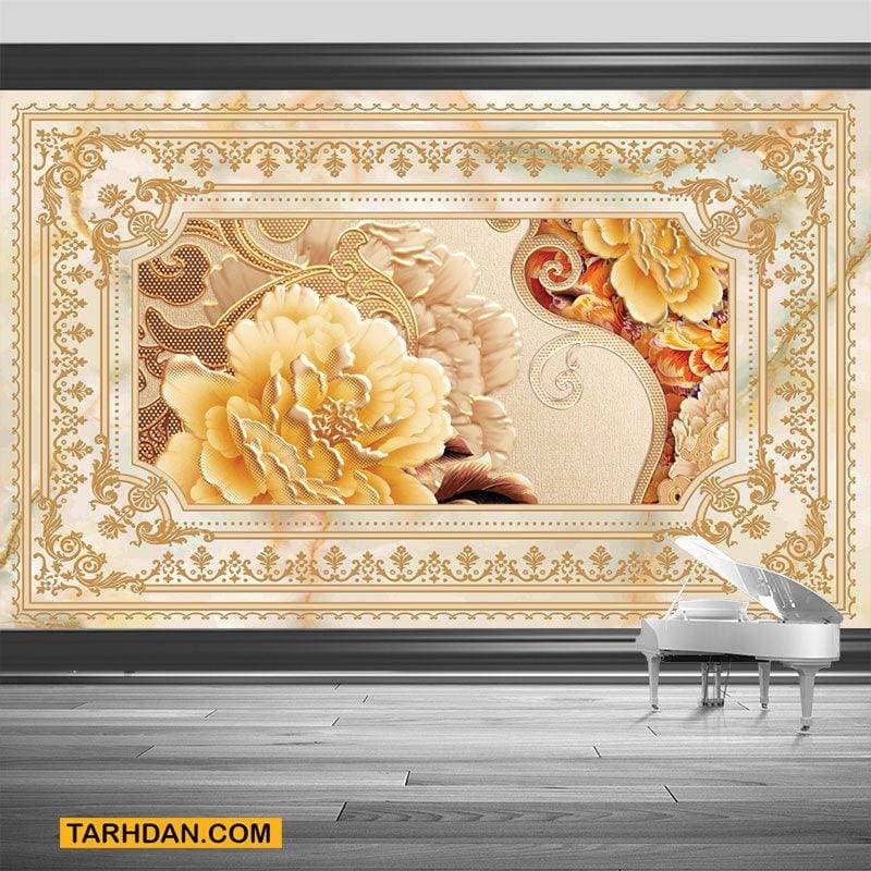 کاغذ دیواری طرح لاکچری گل