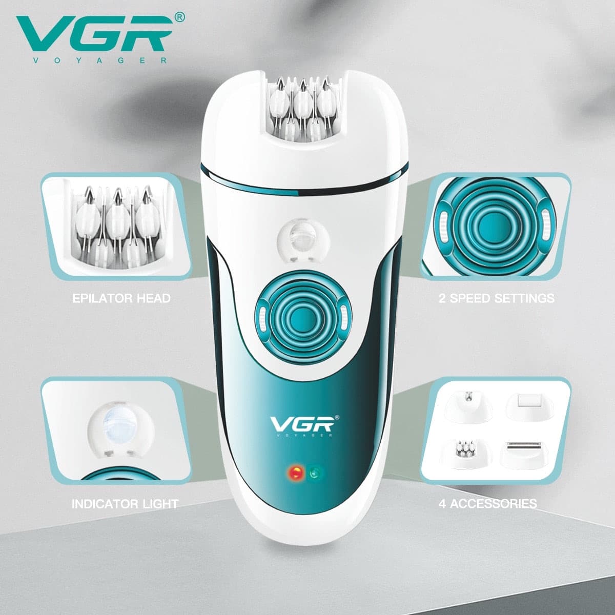 اپیلاتور چهار کاره وی‌ جی ‌ار مدل V-700 — تصویر ۵