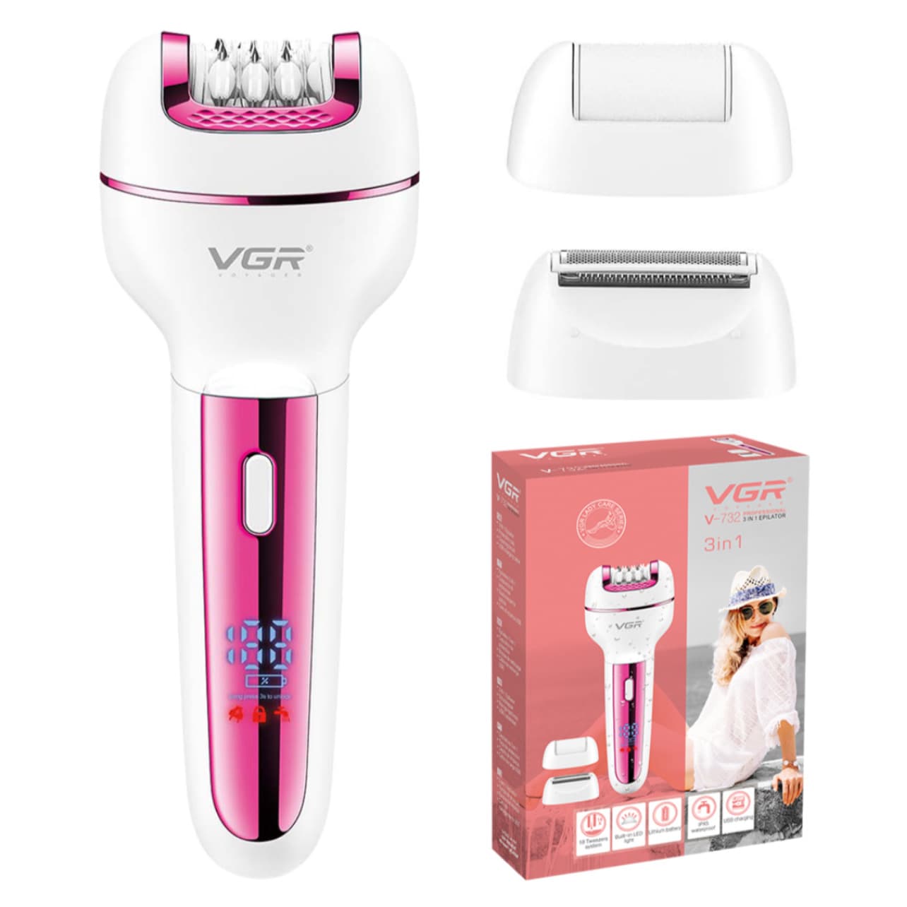اپیلاتور سه کاره وی‌ جی ‌ار مدل V-732 — تصویر ۵