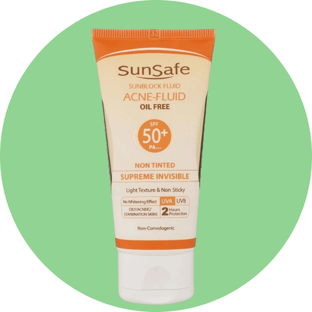 فلوئید ضد آفتاب فاقد چربی +SPF 50 سان سیف مدل بی رنگ مناسب پوست های چرب حجم 50 میلی لیتر