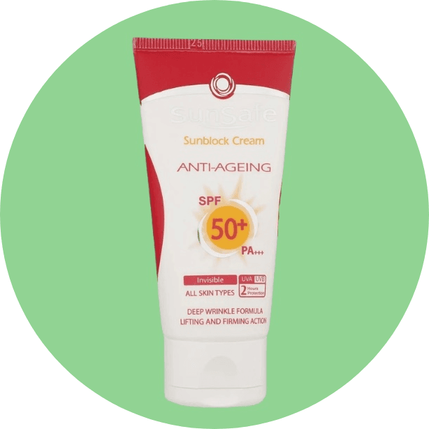 کرم ضد آفتاب ضد چروک +SPF 50 سان سیف مدل بی رنگ حجم 50 میلی لیتر 1407/7