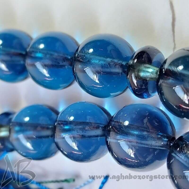 تسبیح سندلوس اصل 33 دانه بودار کد 795 آبی نفتی شمش کمیاب آقابزرگ — تصویر ۲