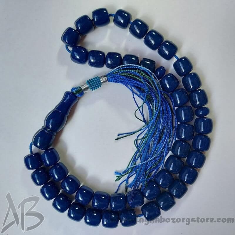 تسبیح سندلوس اصل 45 دانه کد 793 بودار استوانه ای آبی تیره آقابزرگ