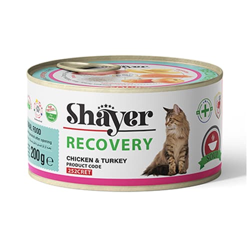 کنسرو ریکاوری گربه شایر مرغ و بوقلمون Shayer وزن 200 گرم