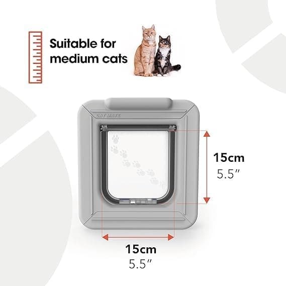 درب تردد سگ و گربه فلپ میکروچیپ الیت CAT MATE مدل 355W با تایمر دیجیتال و نمایشگر LCD — تصویر ۴