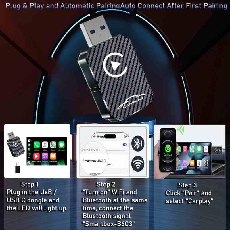 آداپتور بی‌سیم CarPlay مدل USB Type C 2025 برند: XIXIXIAXIA — تصویر ۲