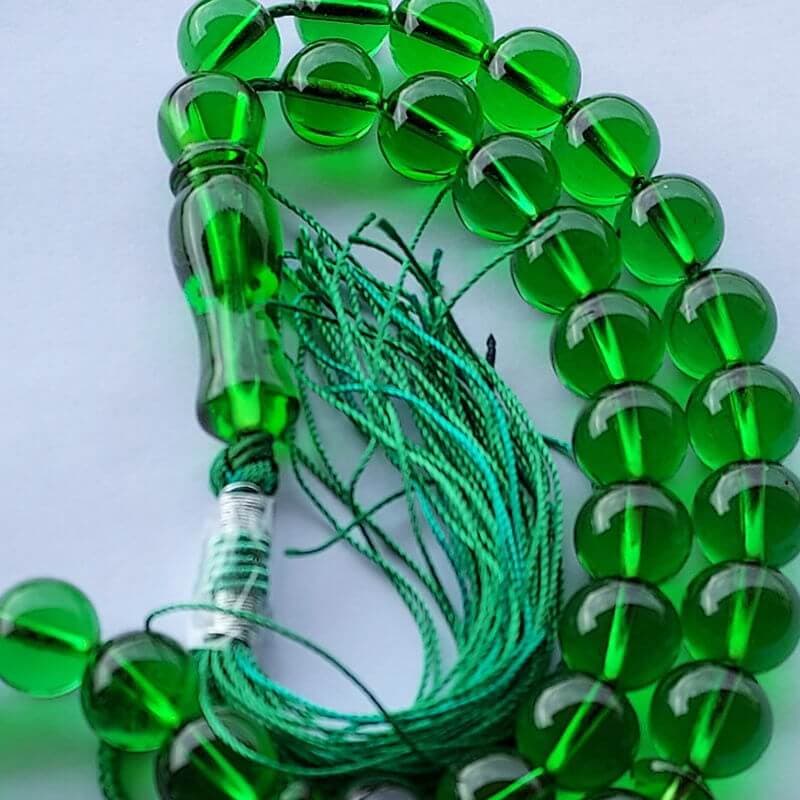 تسبیح سندلوس اصل بودار سبز 33 دانه گرد کد 701
