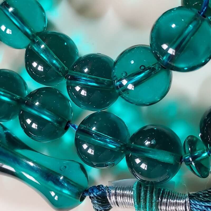 تسبیح سندلوس اصل بودار سبزآبی 33 دانه گرد کد 700 — تصویر ۳