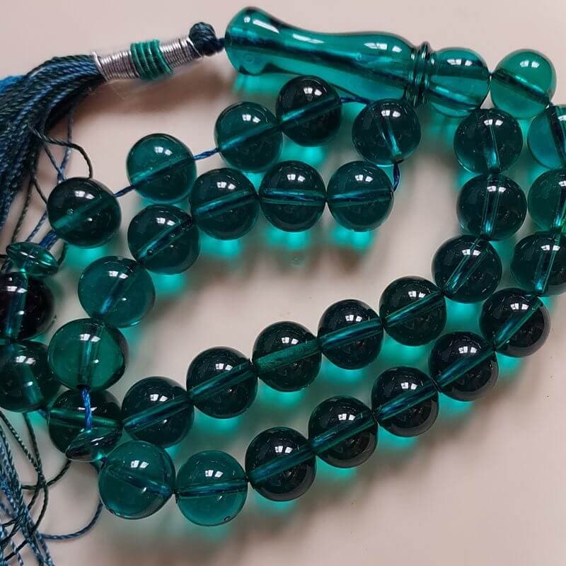 تسبیح سندلوس اصل بودار سبزآبی 33 دانه گرد کد 700 — تصویر ۴