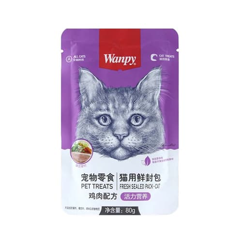 پوچ گربه بالغ ونپی مرغ و سبزیجات Wanpy وزن 80 گرم