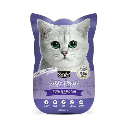 پوچ گربه کیت کت ماهی تن و مرغ نچرال در ژل Kit Cat وزن 70 گرم