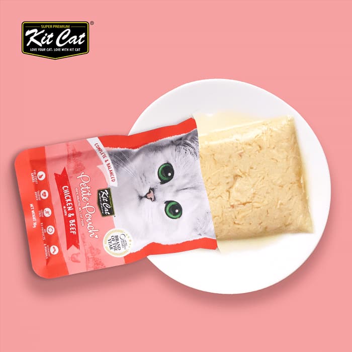 پوچ گربه کیت کت مرغ و گوشت نچرال در ژل Kit Cat وزن 70 گرم — تصویر ۲