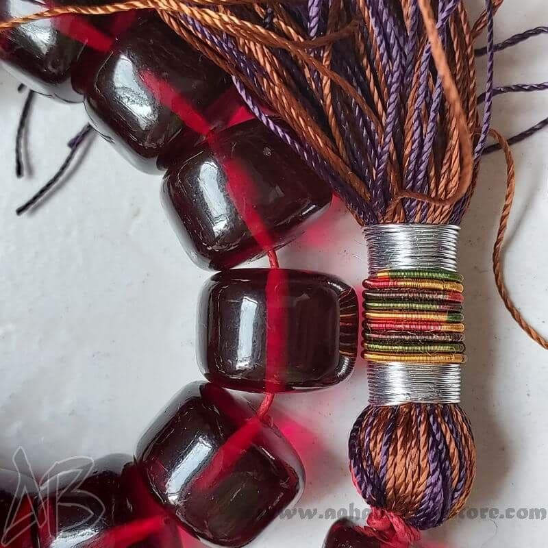تسبیح سندلوس اصل بودار 35 دانه استوانه‌ای درشت کد 750 — تصویر ۷