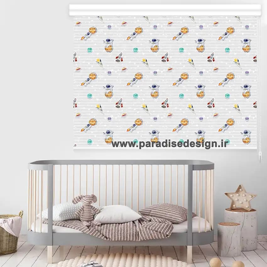 پرده زبرا اتاق کودک طرح فضانورد کد L102