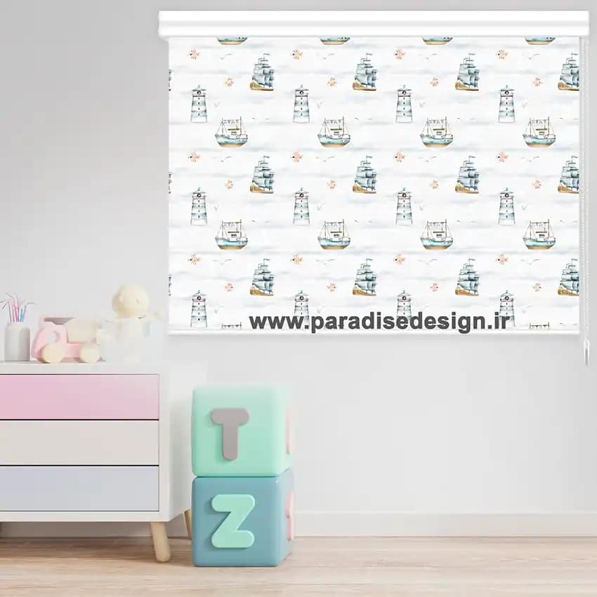 پرده زبرا اتاق کودک طرح قایق کد L69