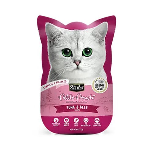 پوچ گربه کیت کت ماهي تن و گوشت نچرال در ژل Kit Cat وزن 70 گرم