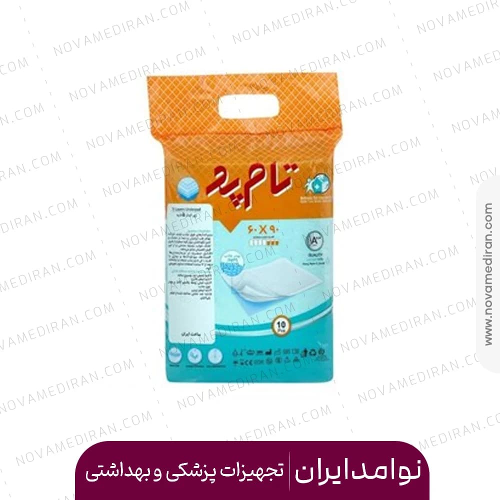 پد زیرانداز مریض تام پد ابعاد 60 در 90 بسته 10 عددی
