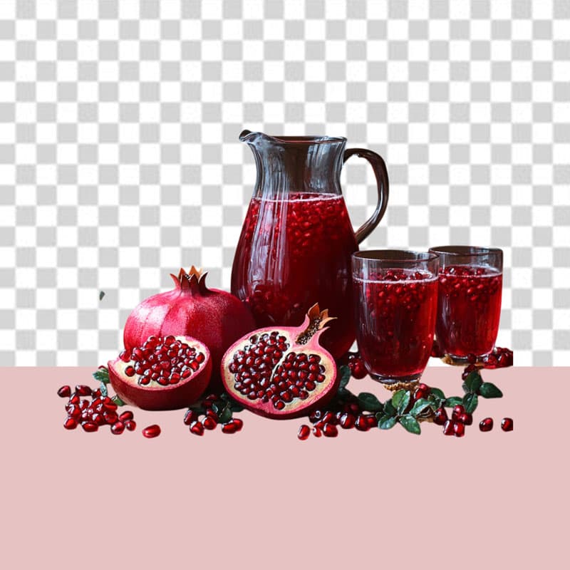 تصویر انار و آب انار با دانه
