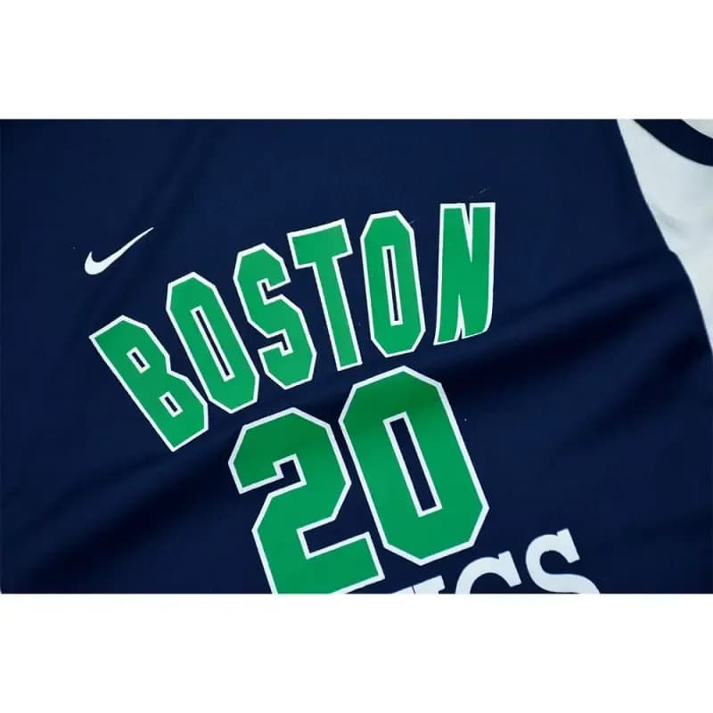ست تاپ و شلوارک لش مردانه طرح BOSTON23 رنگ سرمه ای جنس فلامنت سوزنی — تصویر ۲