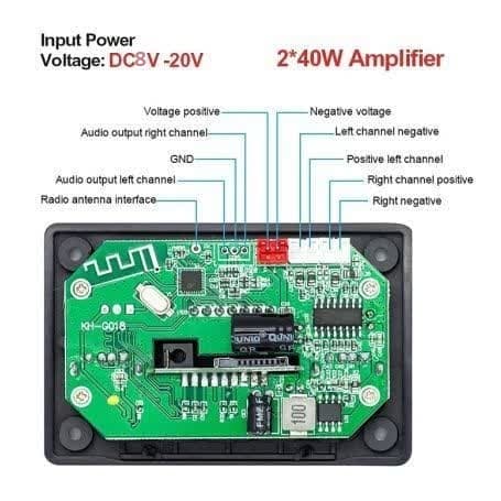 پخش کننده MP3 PLAYER پنلی بلوتوثی دارای آمپلی فایر ۲X40W دارای پاور بانک — تصویر ۴