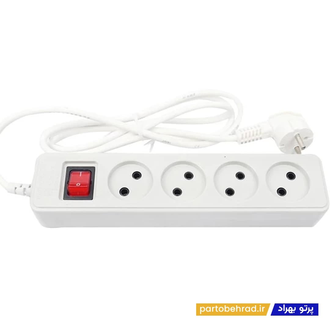4 خانه بدون ارت با کلید با کابل 3 متر مدل نیک پارت الکتریک