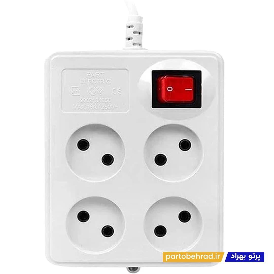 4 خانه بدون ارت با کلید با کابل 5 متر مدل (پارت) پارت الکتریک