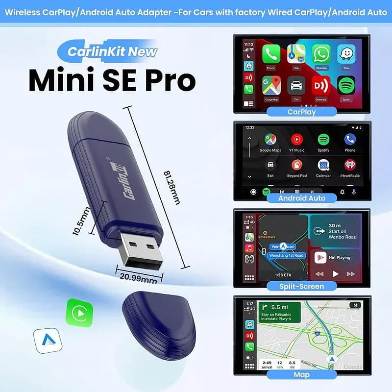 دانگل Carlinkit Mini SE Pro تایپ سی| تبدیل کارپلی و اندروید اتو به بیسیم – اتصال پایدار و سریع-فروش استثنائی — تصویر ۶