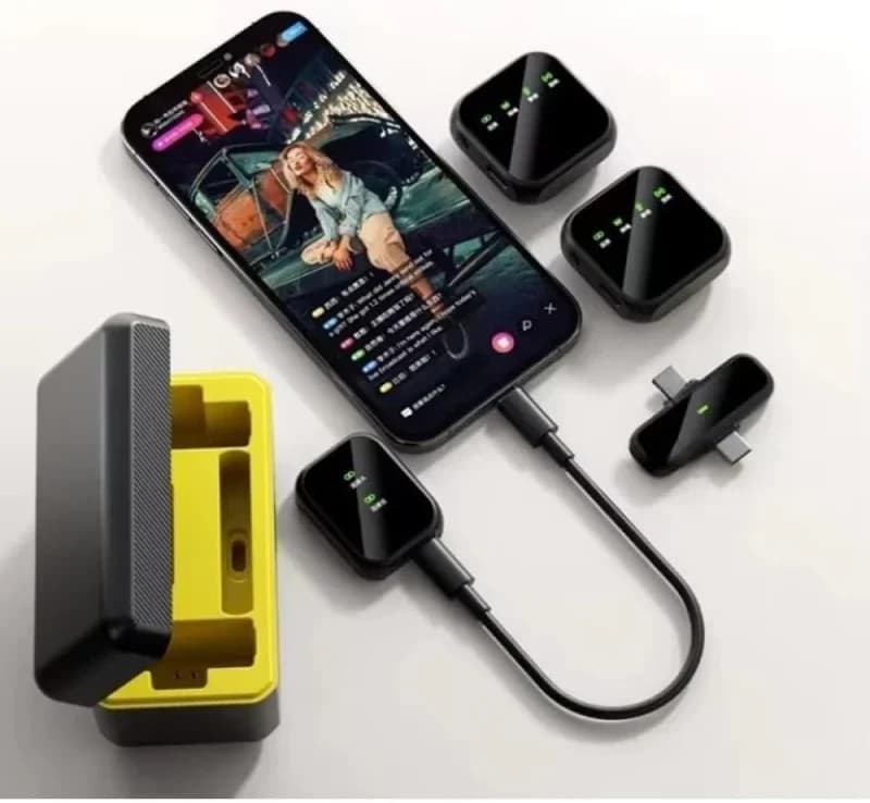 میکروفون یقه‌ای بی‌سیم K50 دو کاربره – مناسب برای آیفون، تایپ‌سی و دوربین | حذف نویز حرفه‌ای و اتصال سریع-فروش استثنائی — تصویر ۳