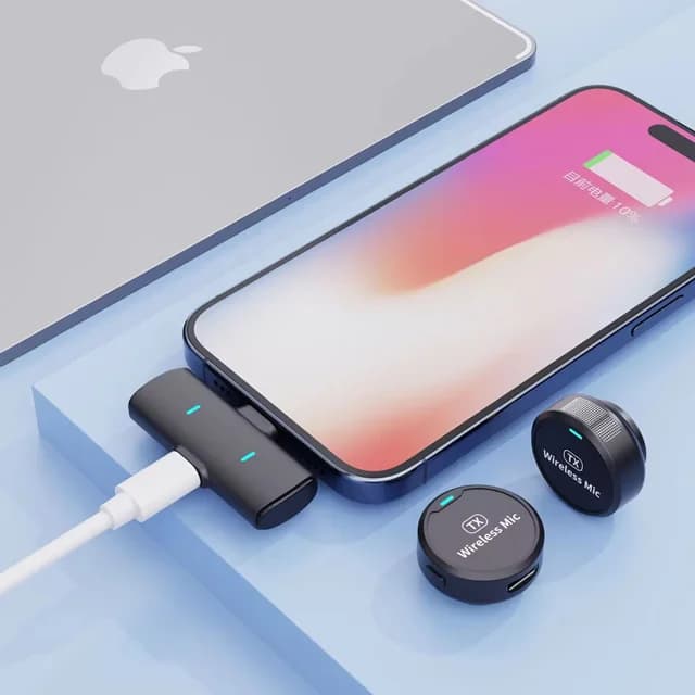 میکروفون یقه‌ای بی‌سیم مدل M1 با پورت آیفون و Type-C | حذف نویز | قابل شارژ-فروش استثنائی — تصویر ۵
