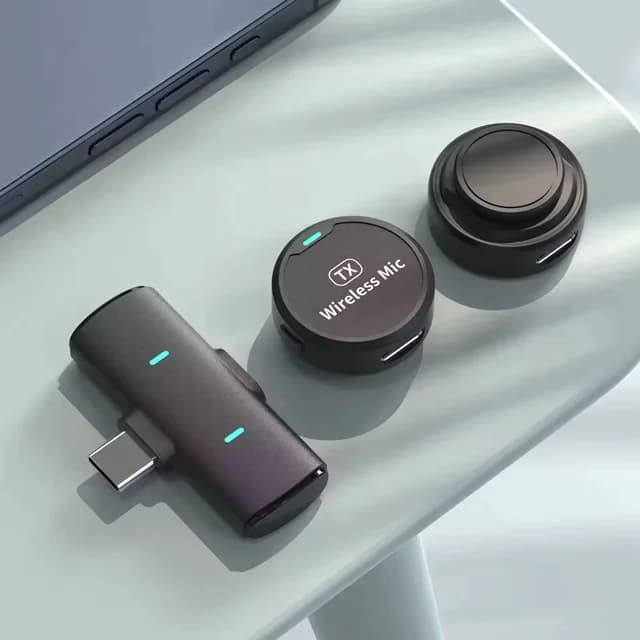 میکروفون یقه‌ای بی‌سیم مدل M1 با پورت آیفون و Type-C | حذف نویز | قابل شارژ-فروش استثنائی — تصویر ۲