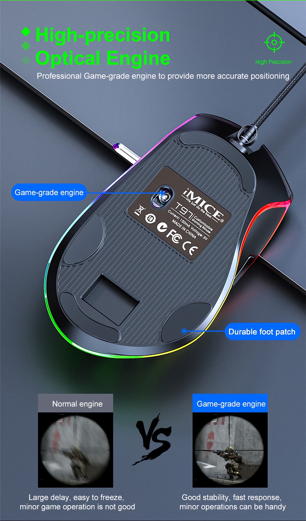 موس گیمینگ دی نت مدل T97 RGB — تصویر ۶