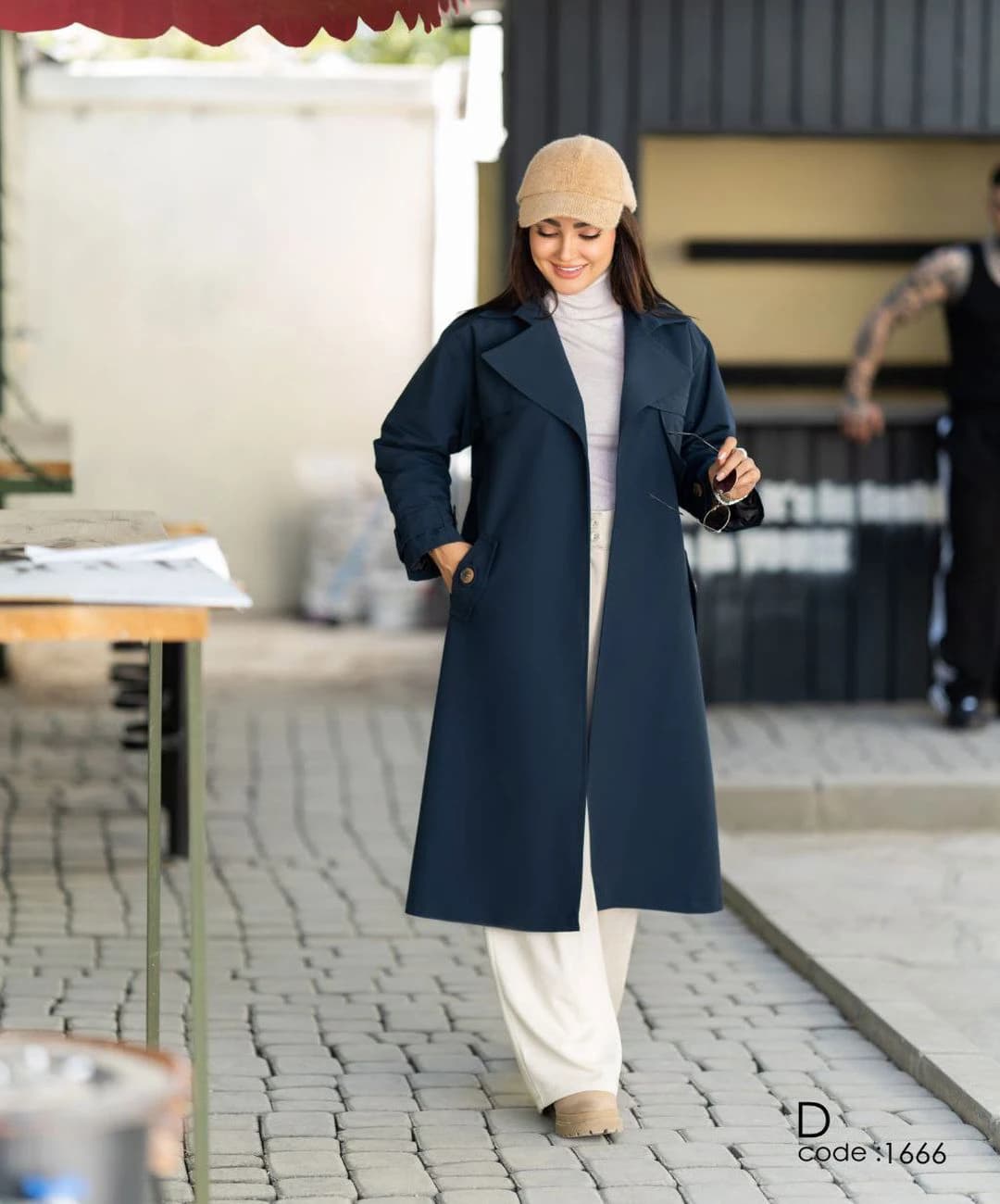 بارانی بلند کتان زارا آستردار مدل ایلماه |کد:5013 — تصویر ۴
