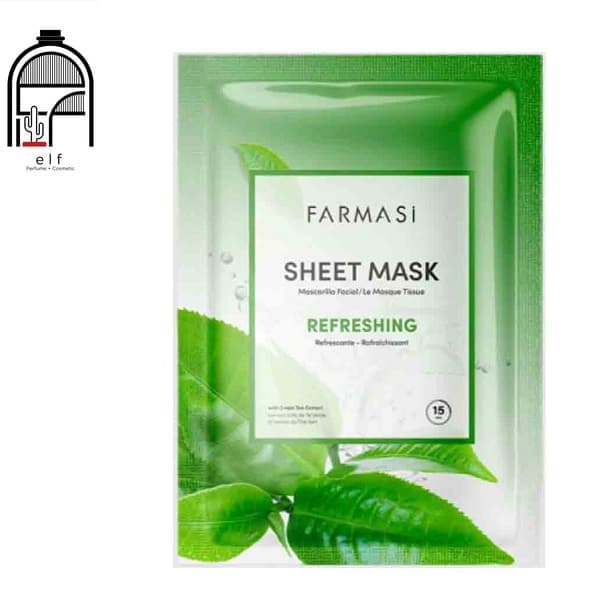ماسک ورقه ایی طراوت بخش چای سبز فارماسی farmasi sheet mask green tea