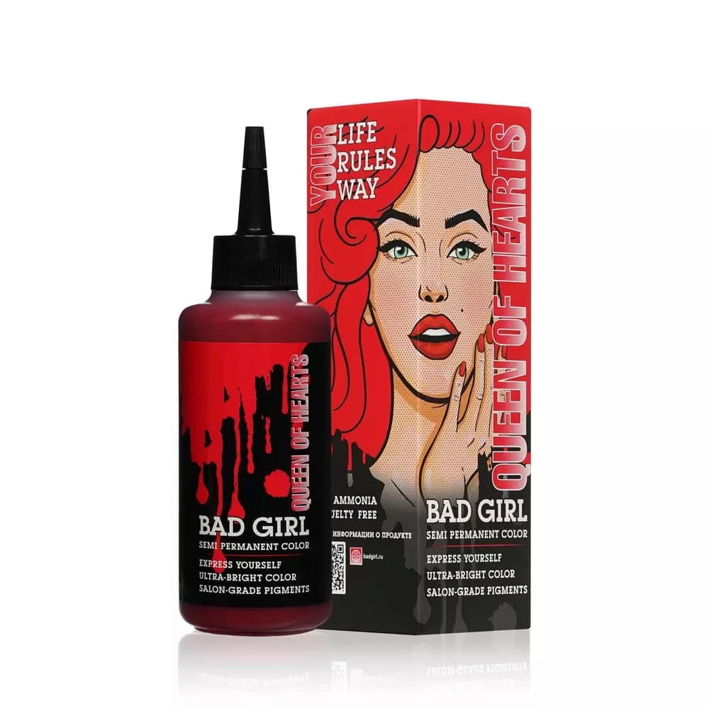 شامپو رنگساژ بدگرل Bad Girl رنگ قرمز مدل Queen Of Hearts حجم 150 میل — تصویر ۲