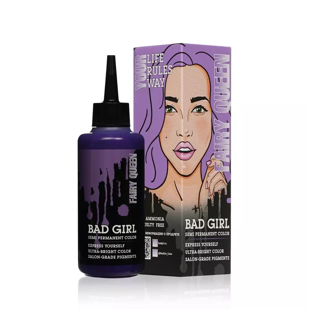 شامپو رنگساژ بد گرل Bad Girl رنگ یاسی مدل Fairy Queen حجم 150 میل — تصویر ۲