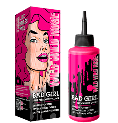 شامپو رنگساژ بد گرل Bad Girl رنگ صورتی باربی مدل Wild Wild Rose حجم 150 میل — تصویر ۲